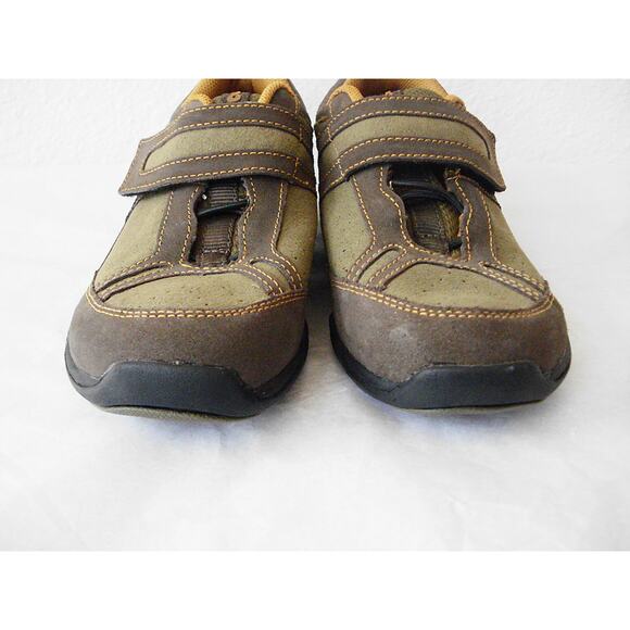 AHNU YOUTH SZ US 3M EUR 34 GREEN & BROWN NUBUCK LEATHER OXFORD WALKING SHOE - Picture 3 of 8